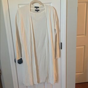 Saks Fifth Avenue Women’s Sparkly Dress w/Matching Long Cardigan Viscose Cream M